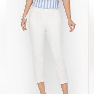 Talbots Pants Chatham Crop 2 Petite White NWT Side Zip Flat‎ Front Capri Cropped